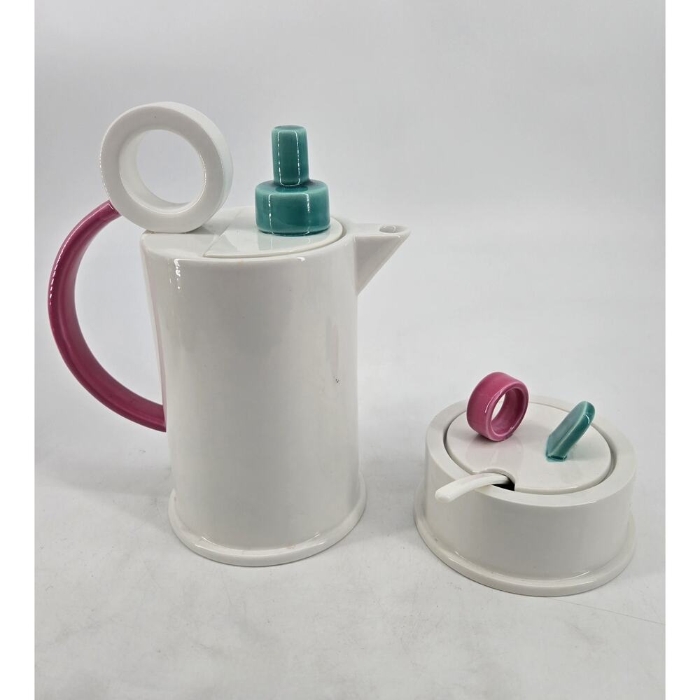 Vtg 80s Marco Zanini Bitossi Hollywood Postmodern Teapot And Sugar Set **Read**